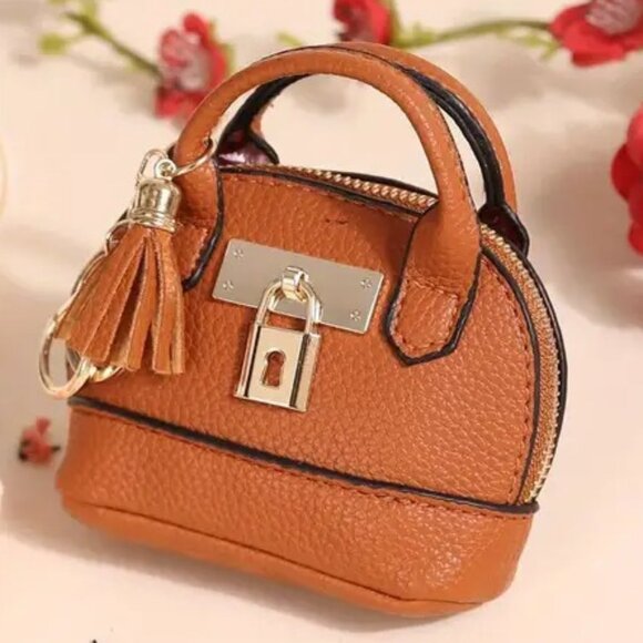 Cute Mini Faux Leather Coin Purse Keychain w/ Zipper for money.lipstick,earpods - Picture 3 of 8